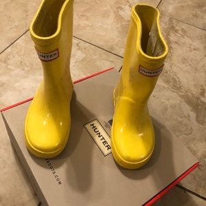 Yellow toddler sized Hunter Boots